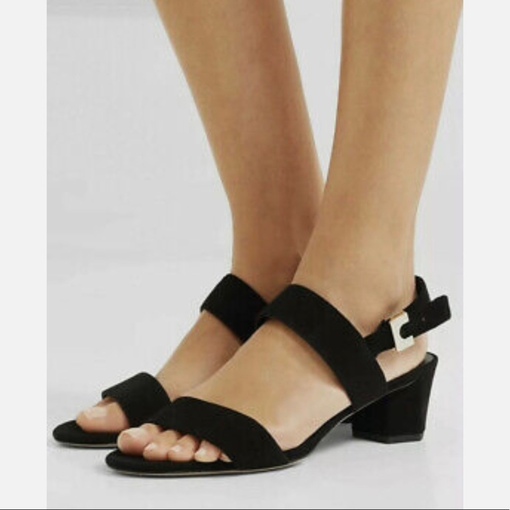 NIB Diane con Furstenberg link black suede slingback sandals